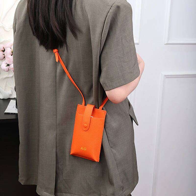 Custom Initials Cell Phone Portable Cross-Body Genuine Leather Woman's Fashion Shoulder Bag Mobile Versatile Purse