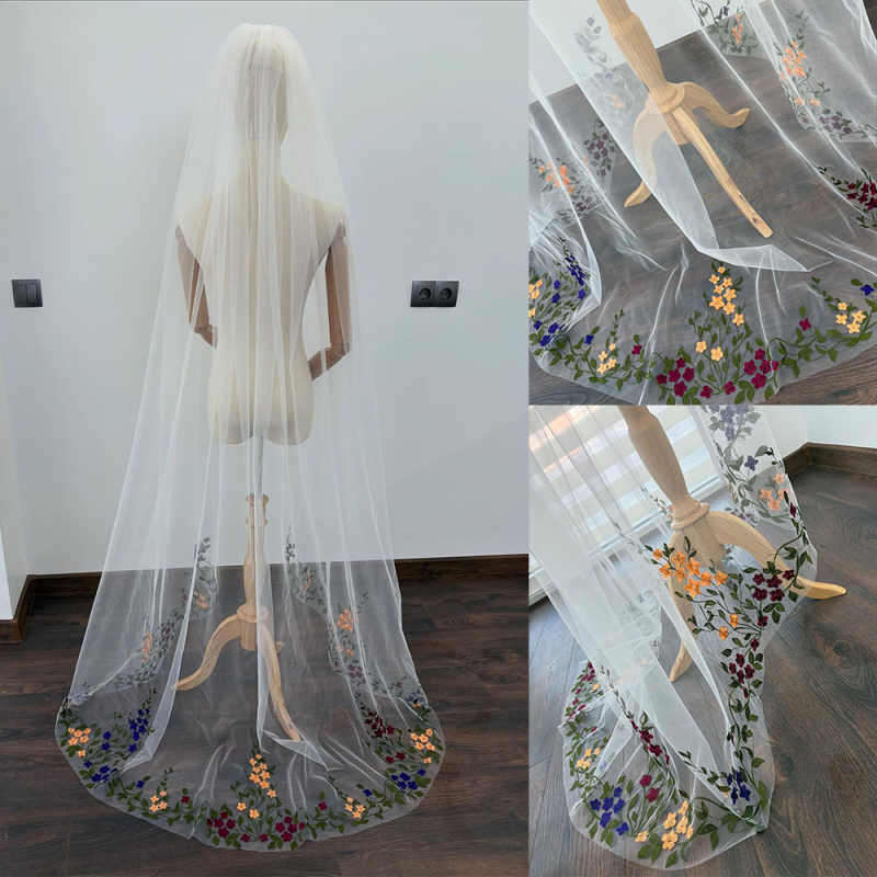 Elegant Bridal Veils For Women Appliques Lace Elbow Length Voile Marriage Wedding Veil Tulle Bride Accessories Custom Made