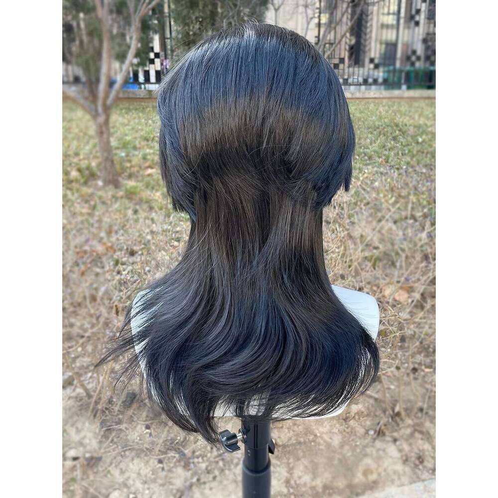 Mullet Cosplay For Black Women Rocker Men Human Hair Shoulder Length Synthetic Hair 13X4 Lace Front Wigs Glueless Natural Hairline