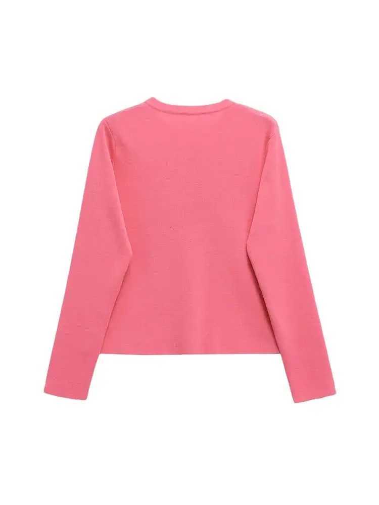 TRZA Womens Knit Cardigan Sweater O-Neck Long Sleeve Chic Outerwear Fashion Front Button Female Top X250724