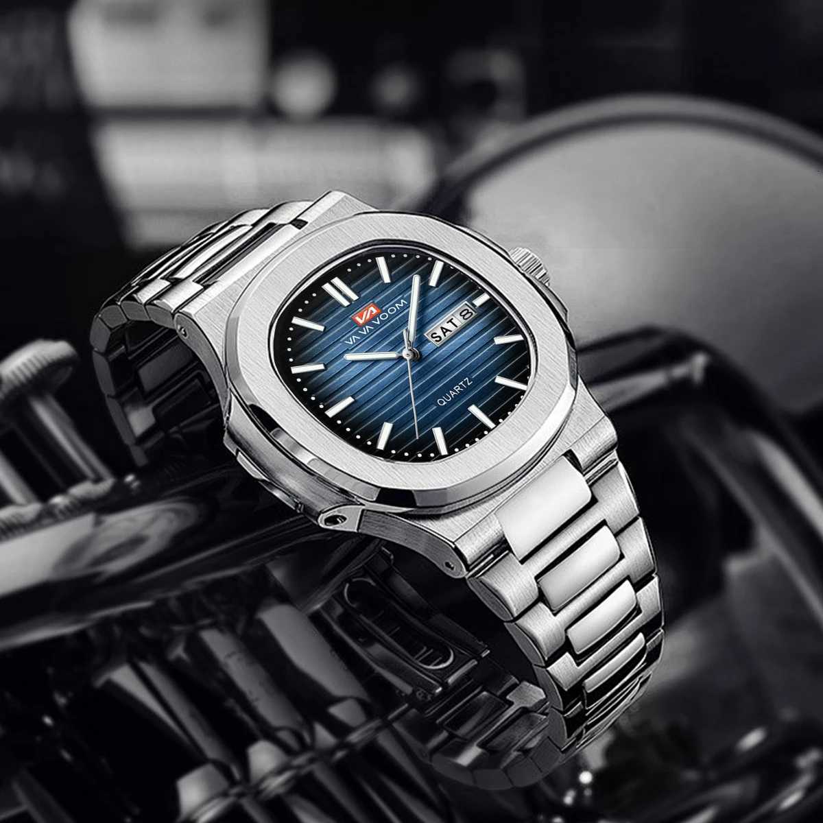 Luxury Men Watch Top Brand Classic Business Style Stainless Steel Dual Calendar Quartz Movement Wrist Watch for Men Mens Watch W250724