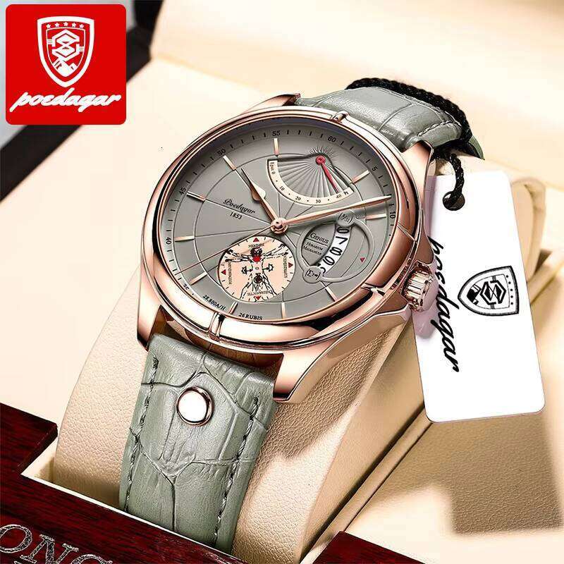 DHwatches POEDAGAR Custom Private Label Oem Leather Band Quartz Wrist Watch for Men Reloj Montre Homme 802