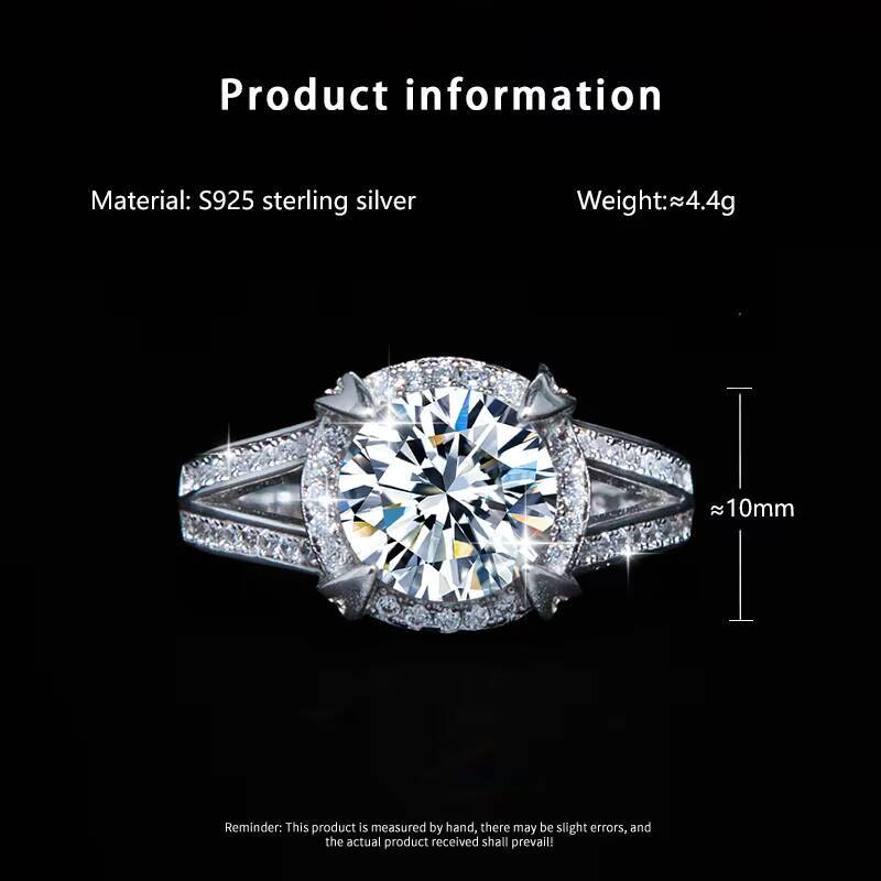 Luxury Design Quality Diamond 2CT Moissanite Wedding Ring Anniversary Ring Silver Plated Flower 18k Women Engagement