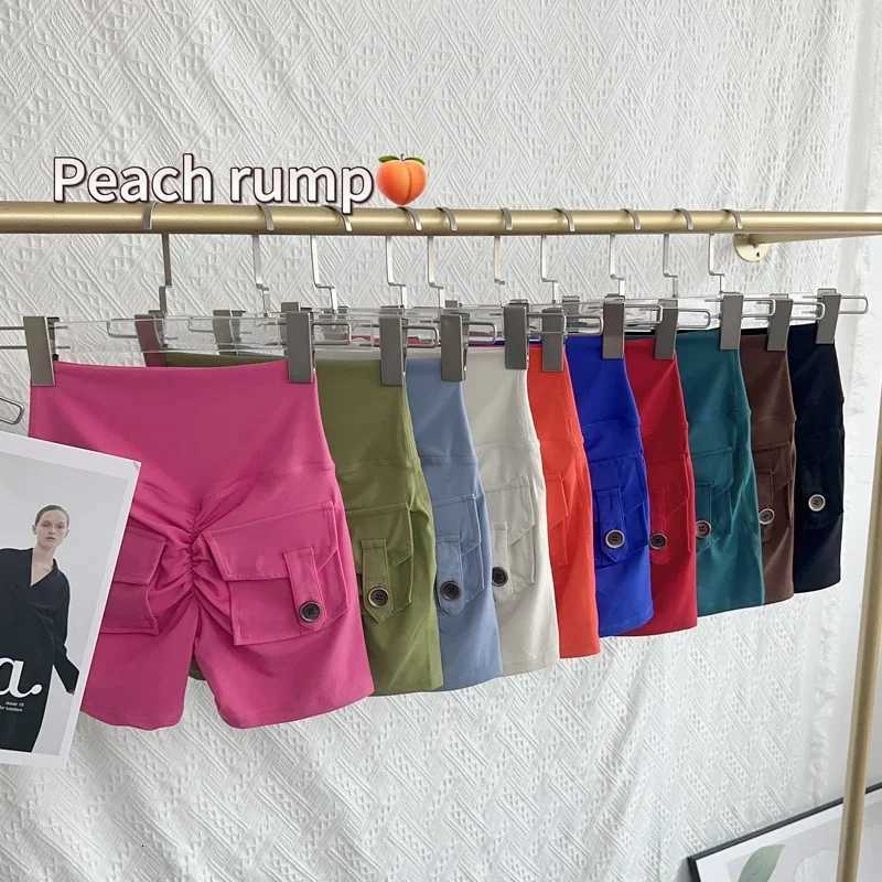Nude High Waist Peach Butt Sport With Pocket Yoga Shorts Leggings Quick Drying Gym Training Outdoor Cycling Sports Shorts XJ250724