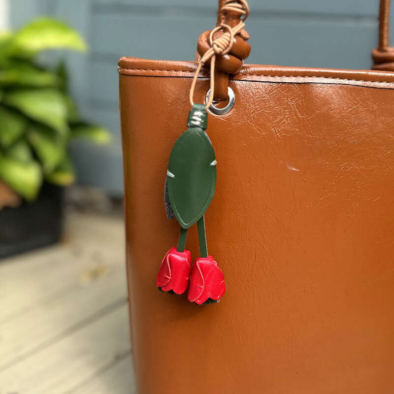 High-End Tulip Finished Product and DIY Material Kit Genuine Leather Decoration Ins Style Bag Pendant