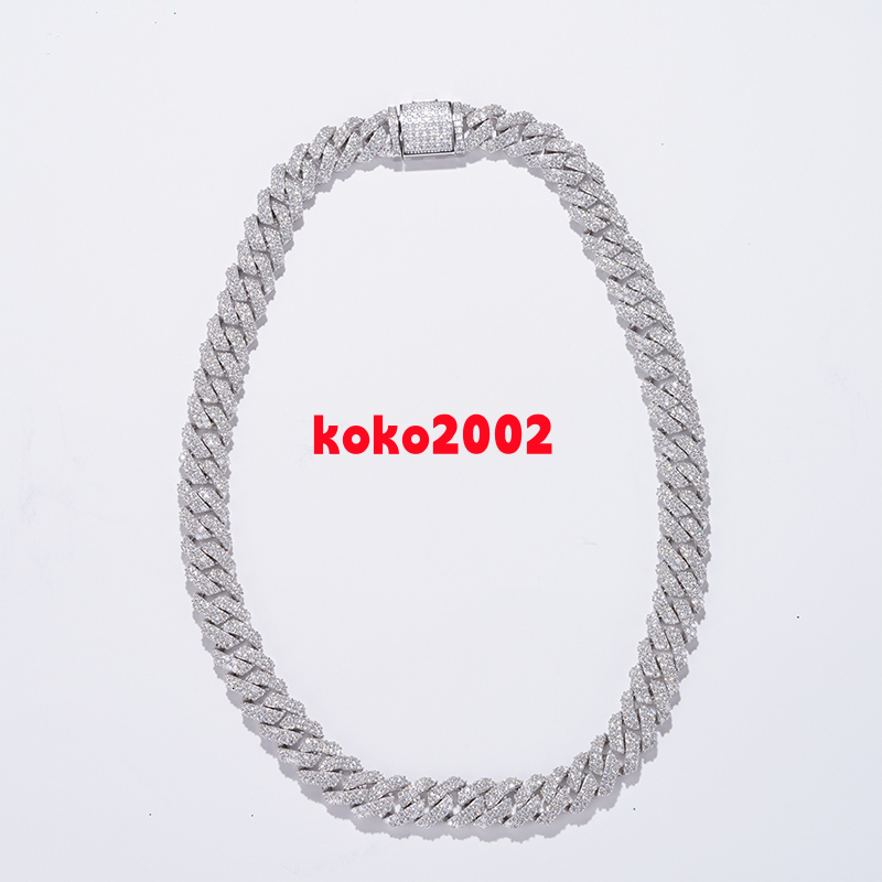 Hip Hop Custom Jewelry VVS Moissanite Necklace 925 Sterling Sliver Diamond Iced Out Cuban Link Chain Necklace Bracelet