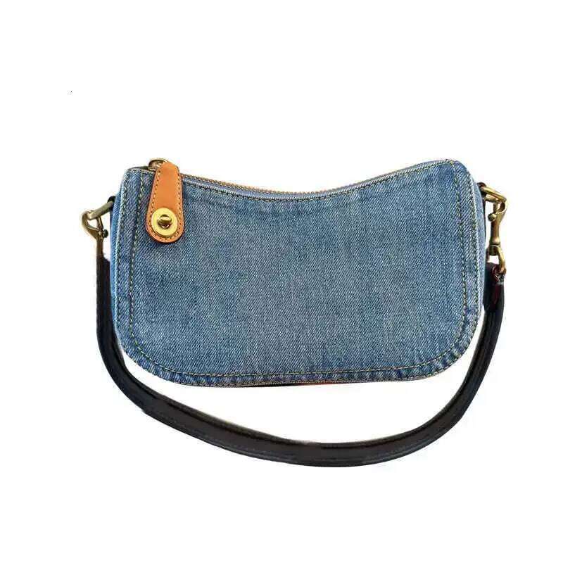 Single Shoulder Denim Blue Handbag New Style French Bread High-End Feel Small Mason Jar Bag for Women