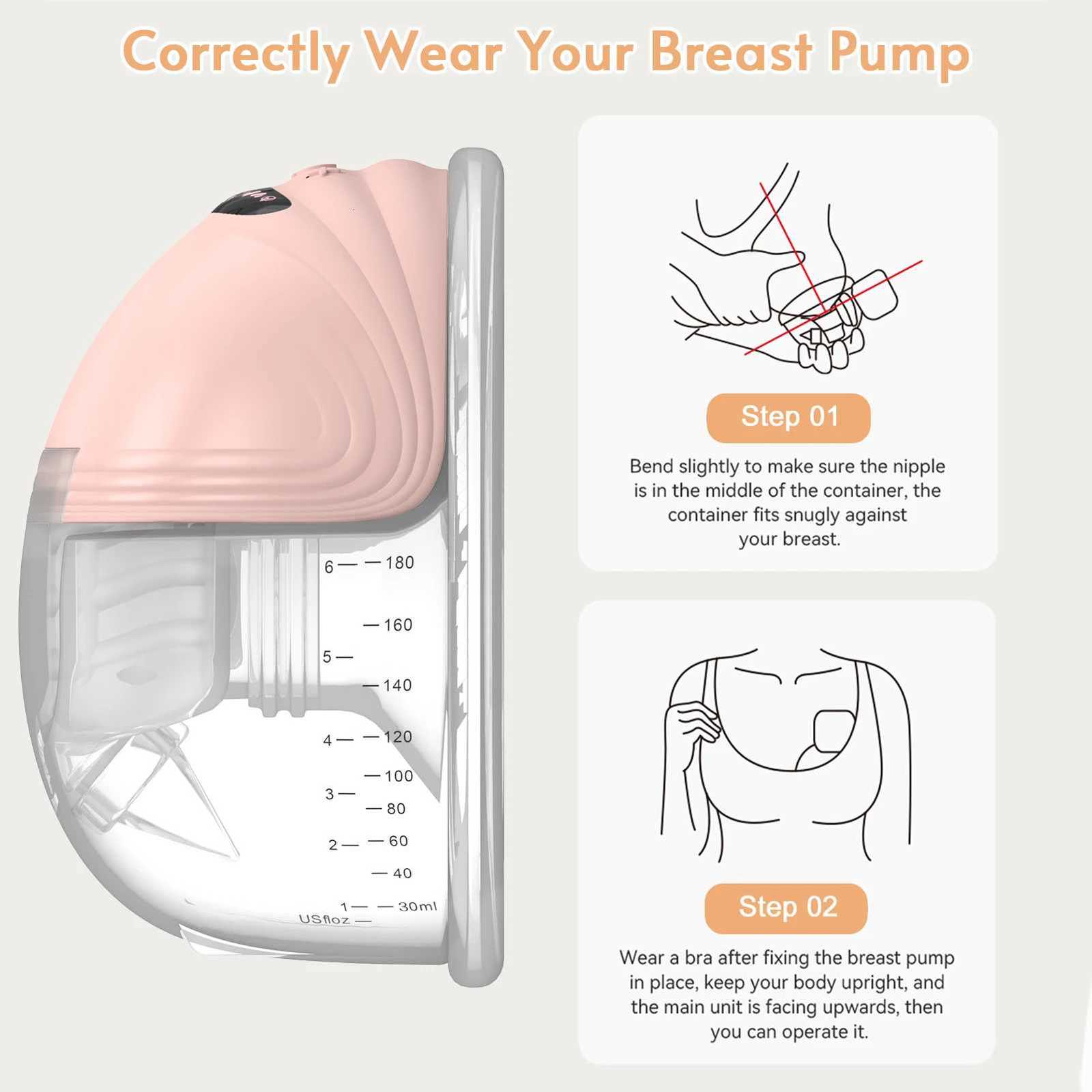 Wearable Breast Pump Hands Free Electric Portable Wearable Breast Pumps Silent BPA-free Breastfeeding Milk Collector X2507241