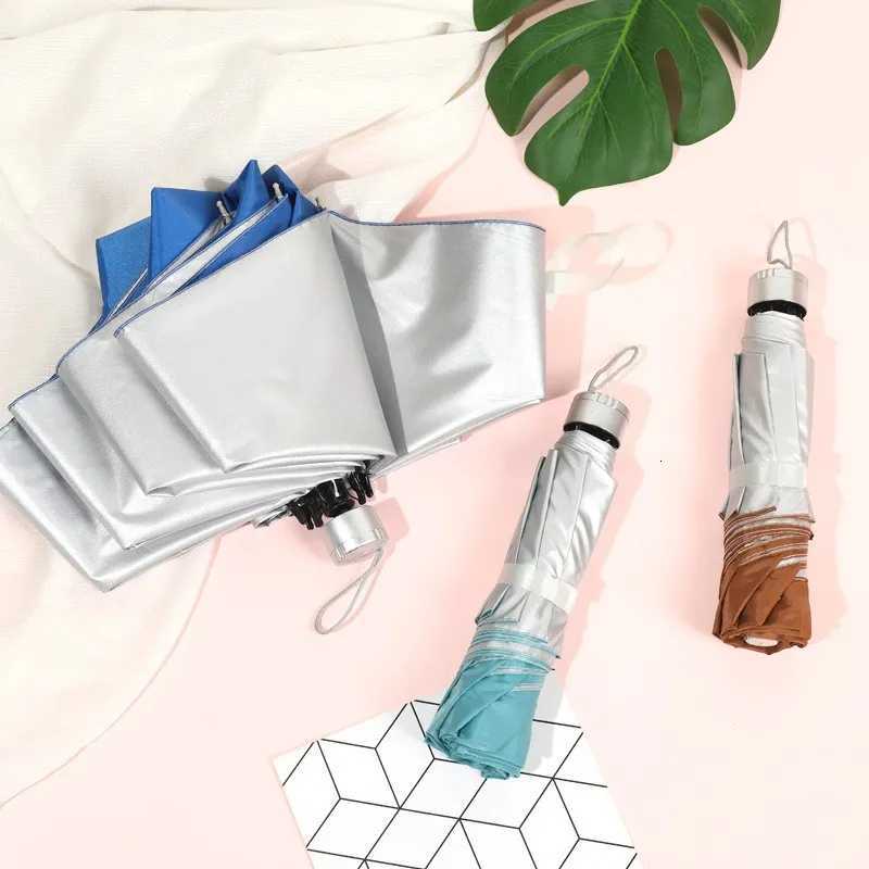 7 bones three folding hand-open silver glue sunscreen parasol folding sun-rain dual-purpose umbrella R250724