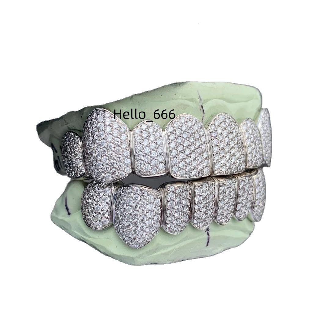 VVS Moissanite Grillz in 925 Sterling Silver Diamond Tester Approved