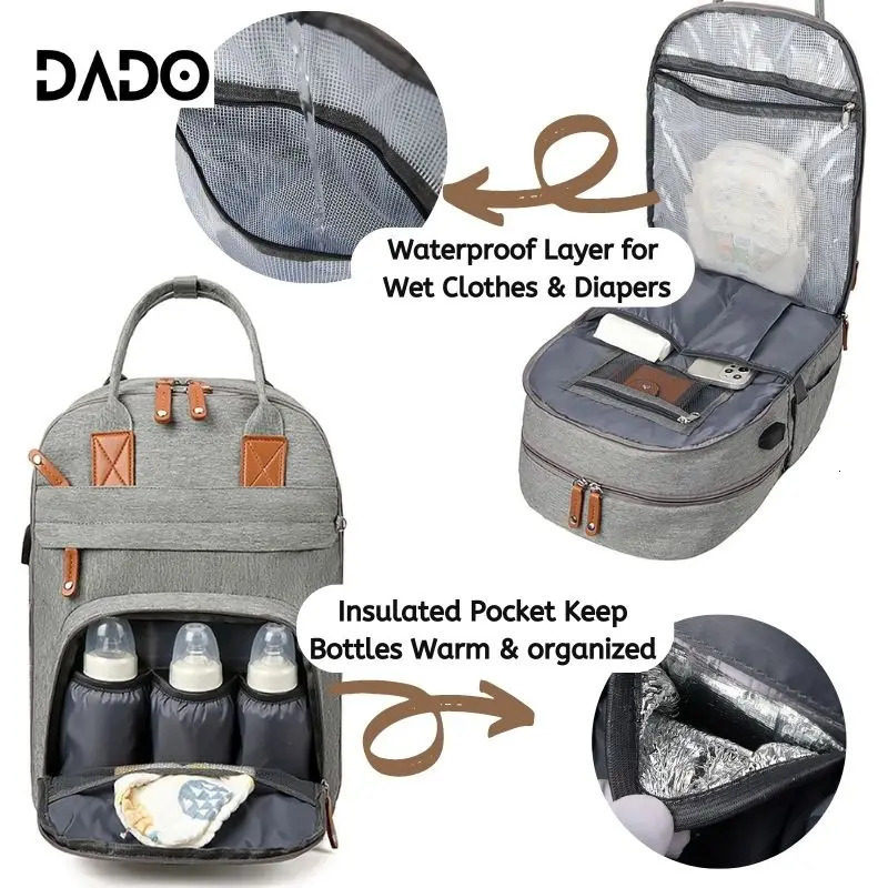 Diaper Bag Backpack Baby Essentials Travel Tote Multifunction Waterproof with Changing Station Pad Stroller Straps Big for Mommy 250724