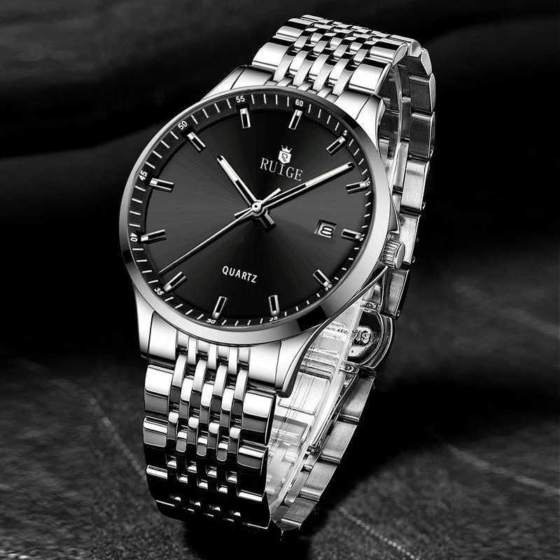 RUIGE Business Mens Quartz Watch Stainless Steel Calendar Mens Night Light Waterproof Fashion Versatile Watch B2-2 W250724