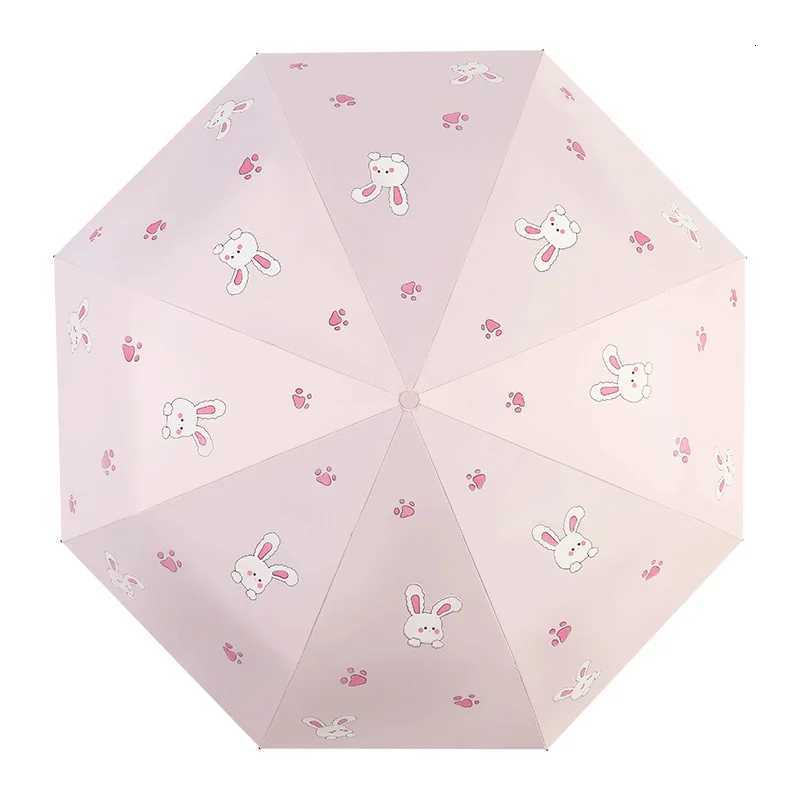 Umbrella parasol black rubber umbrella fabric various colored rabbits fashionable automatic umbrella adult student umbrella R250724