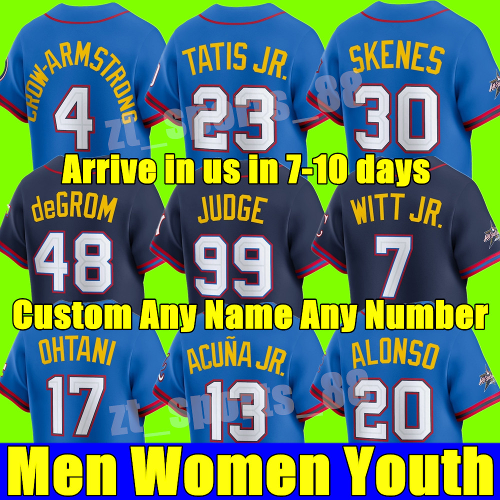 Custom S-4XL 2025 All-Star Game Baseball Jerseys Ohtani Judge Harper Crow-Armstrong Yelich ALVAREZ Altuve Guerrero Jr. Acuna Jr. Seager Tatis Jr Alonso Men Women Youth