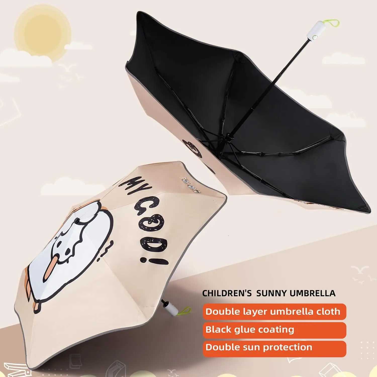 Saferound Folding Umbrella Anti UV Compact Durable Auto Open Close Lightweight Backpack Cute Cartoon Umbrella for Girls and Boys R250724