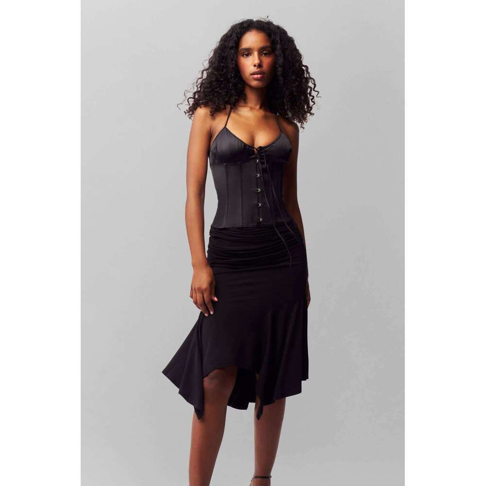 Designer Niche Gizzy Black Low Waist Irregular Summer Ladies High Elastic The easiest skirt to match