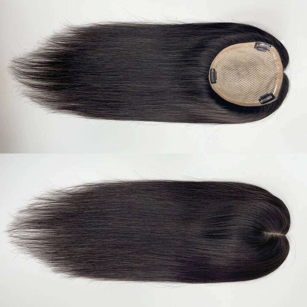 15x17cm Full Hand Made Virgin Straight For Women 3 Human Topper Hair Piece with Clips