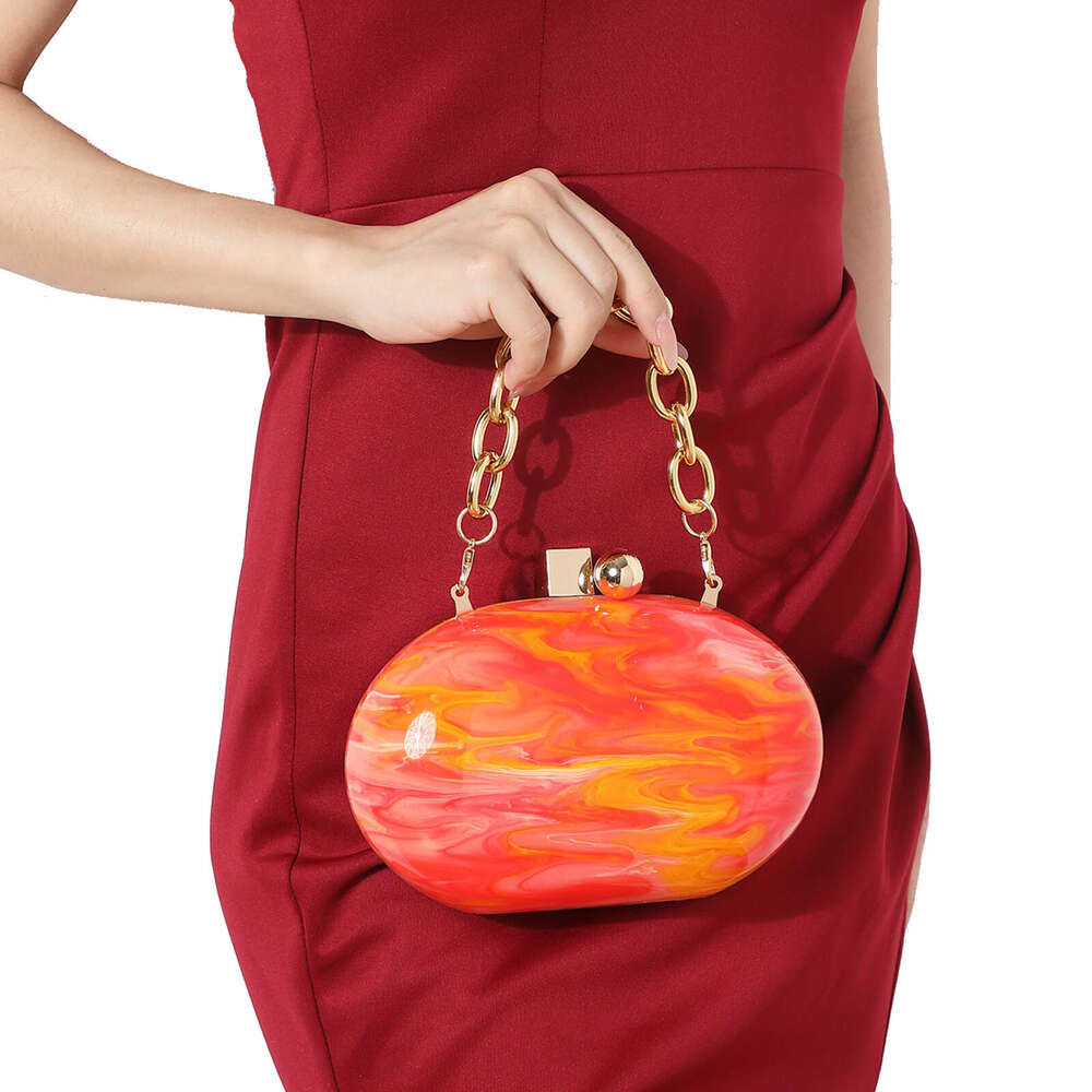 Designer Luxury Evening Diamond 2024 New Oval Acrylic Evening Fashion Chain Crossbody Shoulder Handheld Clutch Bag