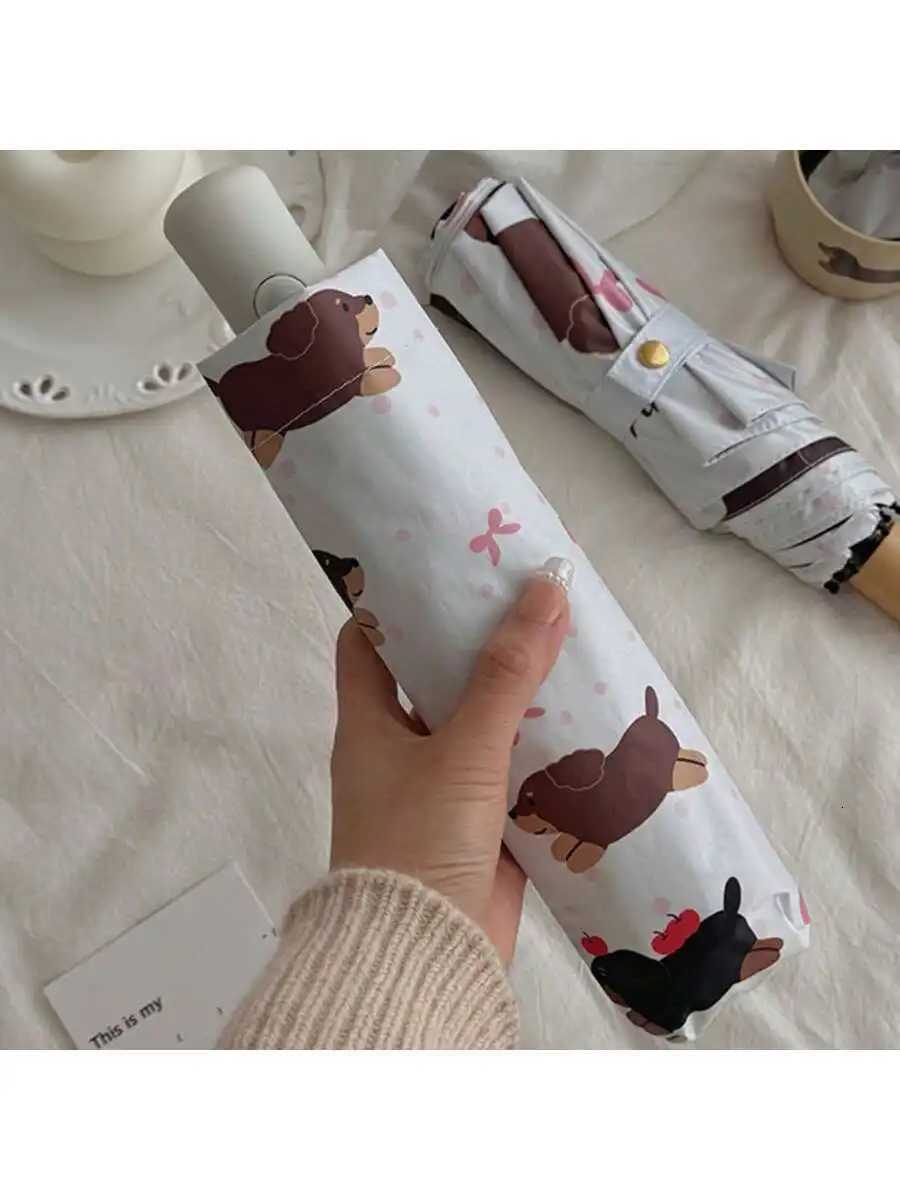 Running Dog Mini Womens Sunshade Umbrella UV UPF50+Protective Umbrella Small Portable Womens Folding Umbrella R250724