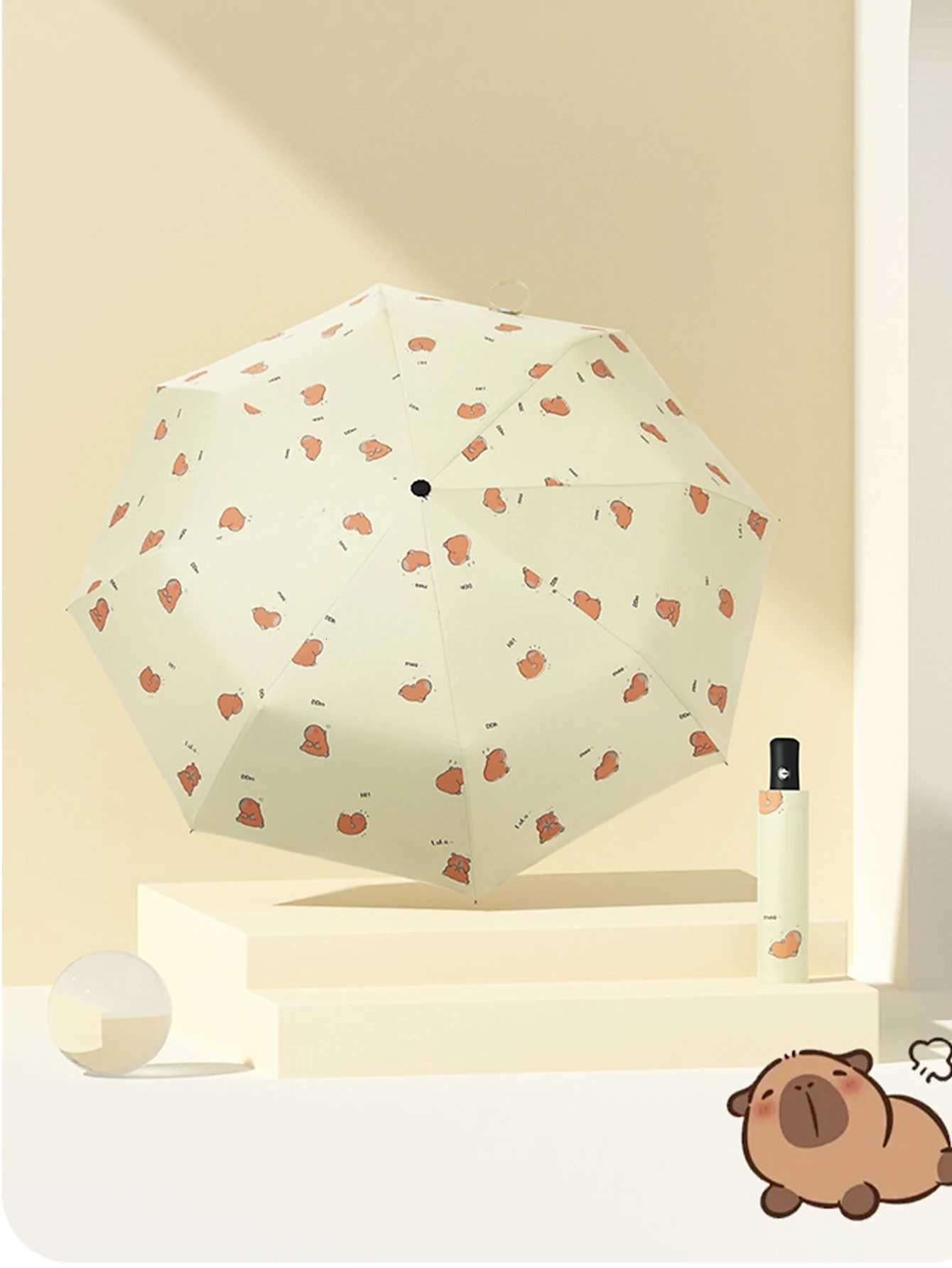 Dog Pattern Folding Umbrella Cartoon UV Protection Sunshade Umbrella Tri-folded Umbrella Automatic/Manual R250724