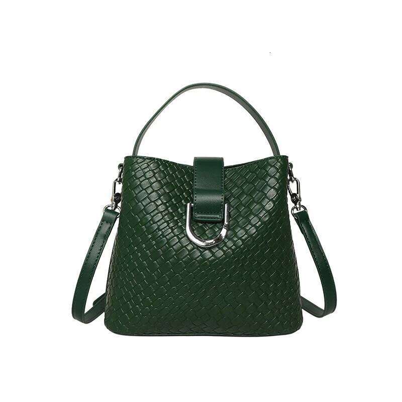 Lanjia- Design Handbag Fashionable Women Chain Strap Shoulder Elegant Vintage Zipper Crossbody Large Woven Capacity Bucket Bag 1D10e