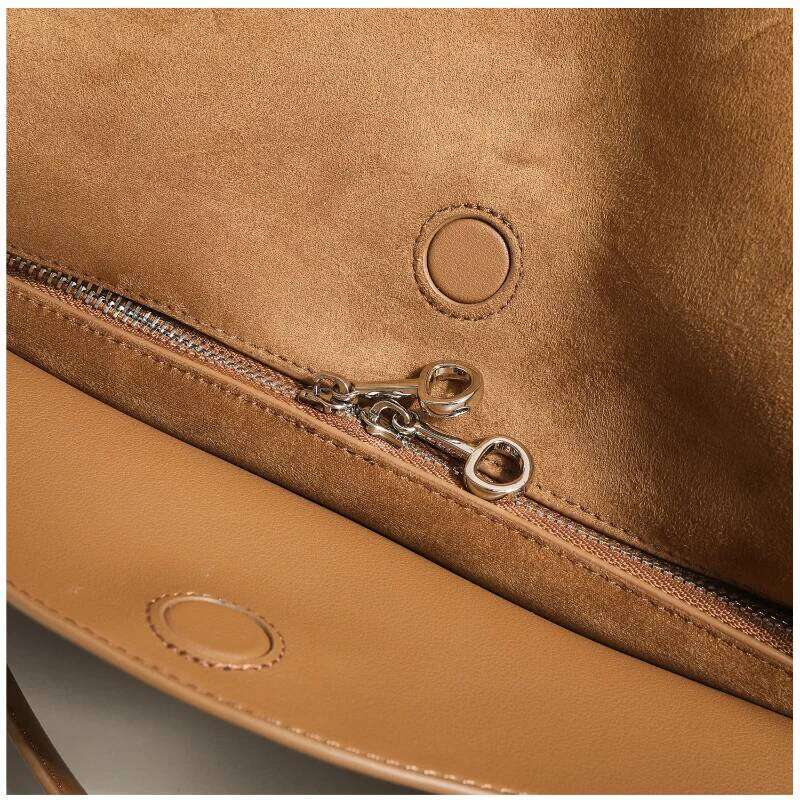 New Collection Coffee Color Pillow Tote 2 Sizes Matte Suede Cow Leather Women Shoulder Bag Daily-Use Winter Handbag