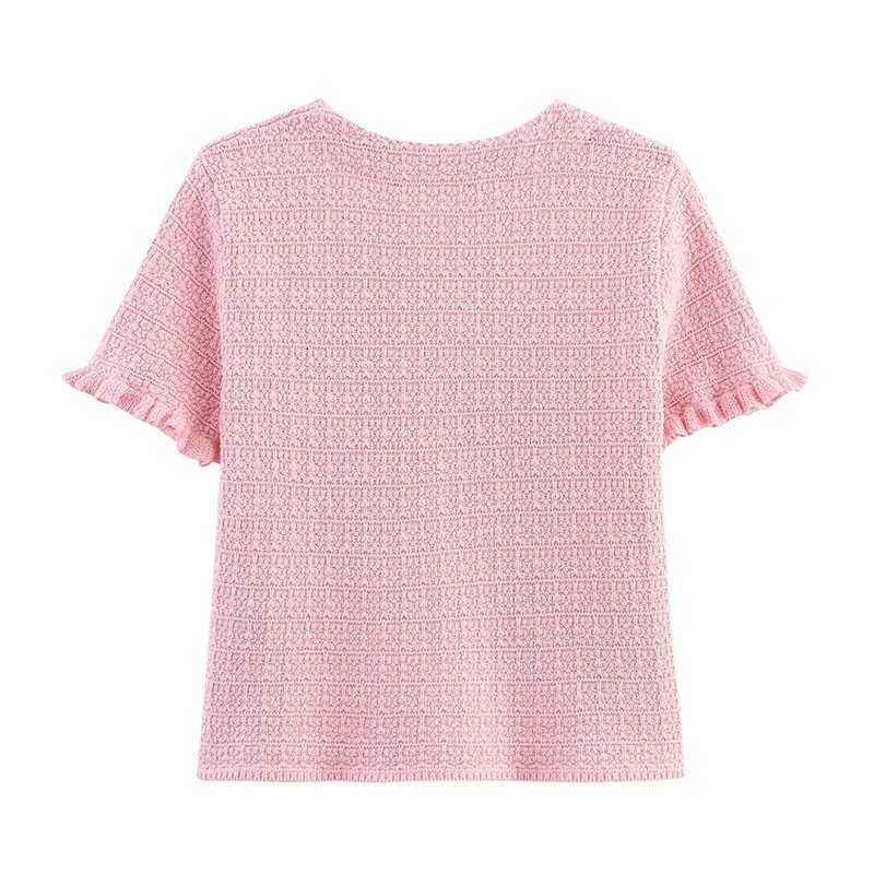 YENKYE European and American Style Fashionable Versatile Knit Cardigan Women Front Button with Pockets Short Sleeve Summer Top X250724