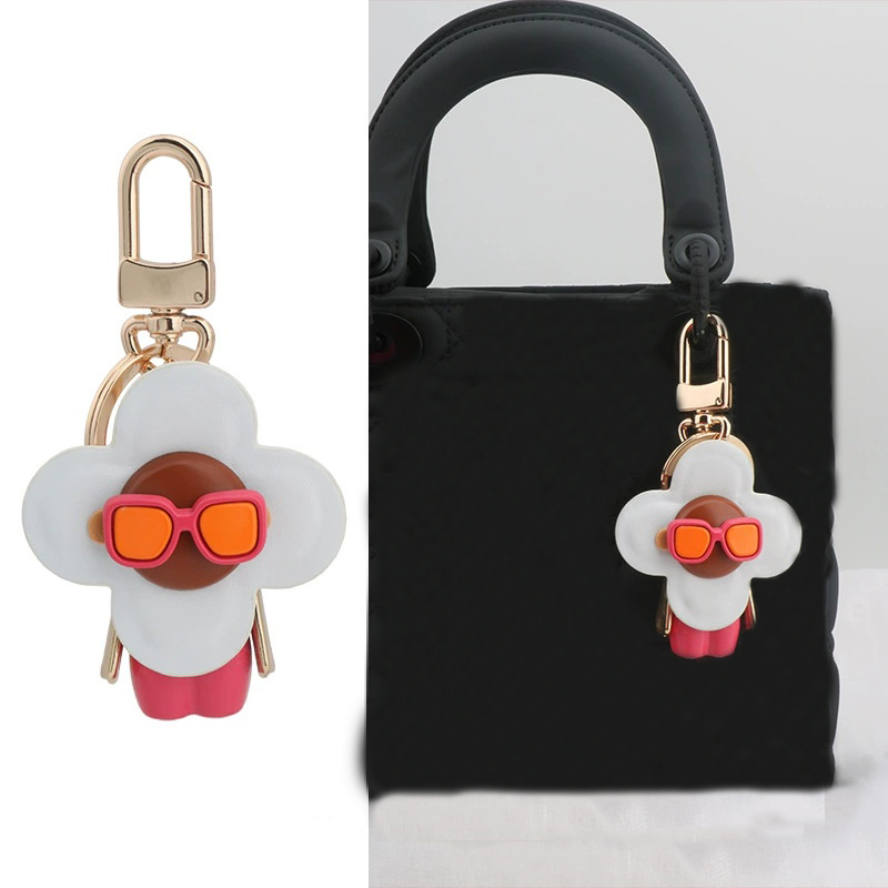 key chain purse plated sier keychain letters flower printing small keyring designer bag charm women men car accessories faf237