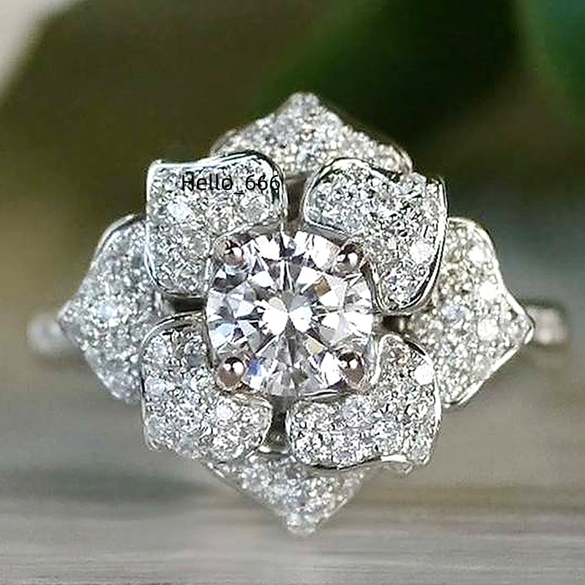CAOSHI Luxury Flower Design Full Paved Simulated Moissanite Finger Rings for Exquisite Women Wedding Silver Plated CZ Rings OEM