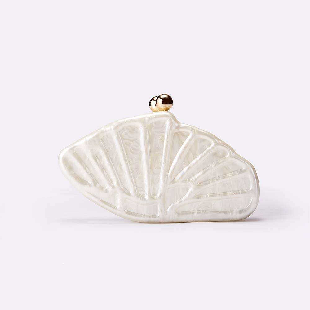 Designer Luxury Evening Diamond Women's New Crossbody Shell Fan-shaped Acrylic Bag Fashion Wedding Evening Clutch
