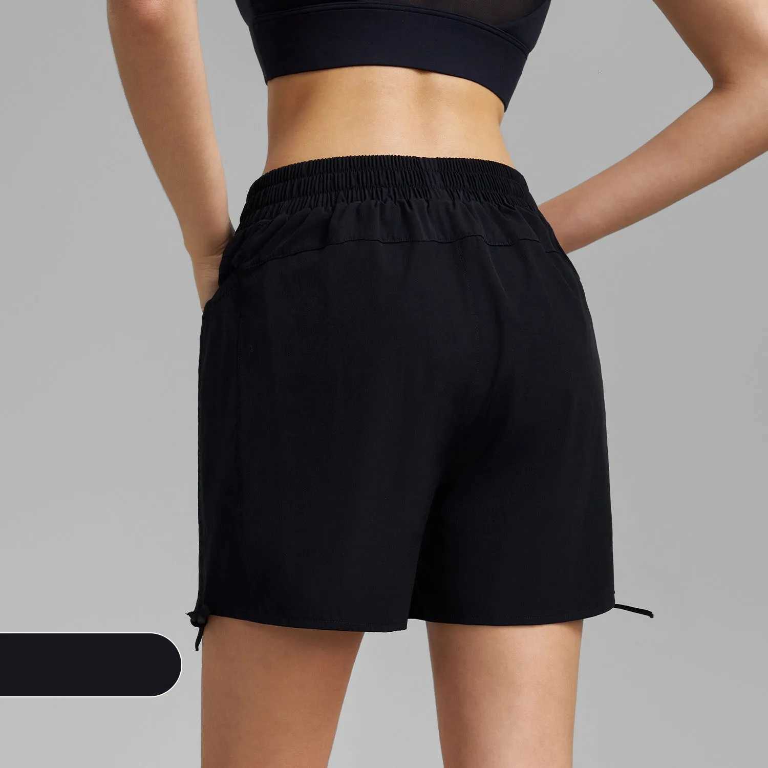 Yoga Shorts With Pockets Drawstring High Waist Fake Two Pieces Riding Sports Shorts Double Layer Workout Training Shorts XJ250724