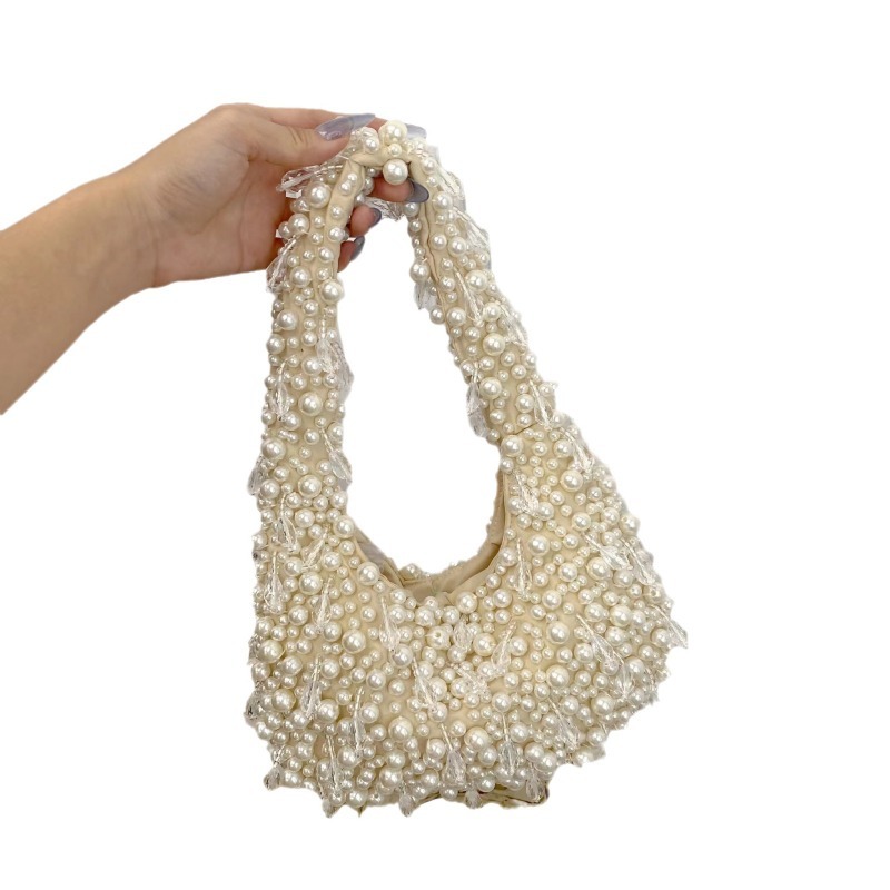 Fashionable Bead Embellished Handbag for Everyday Use Comfortable Under Arm Style