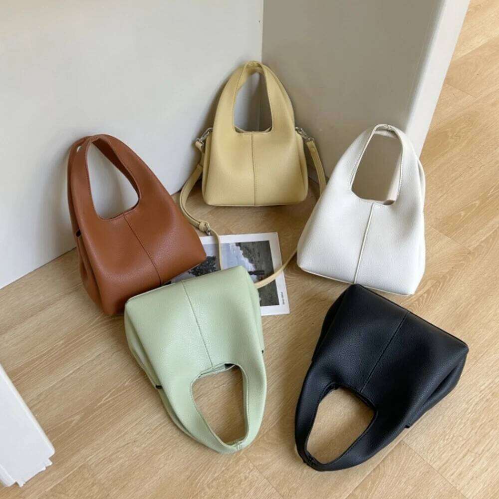 Fashion Tote Handbags Solid Pu Leather Bucket Bags Women Versatiel Commute Handle Pack Large Capacity Lady Leisure Composite Bag