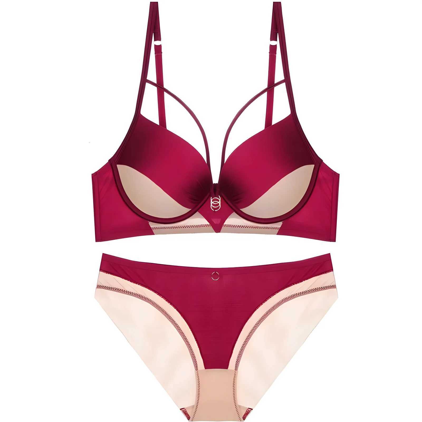 Skeleton Solid Color Plus Size CD Size Lingerie Suit Push-Up Bra Set Adjustable Brassiere With Comfort Panties W250724