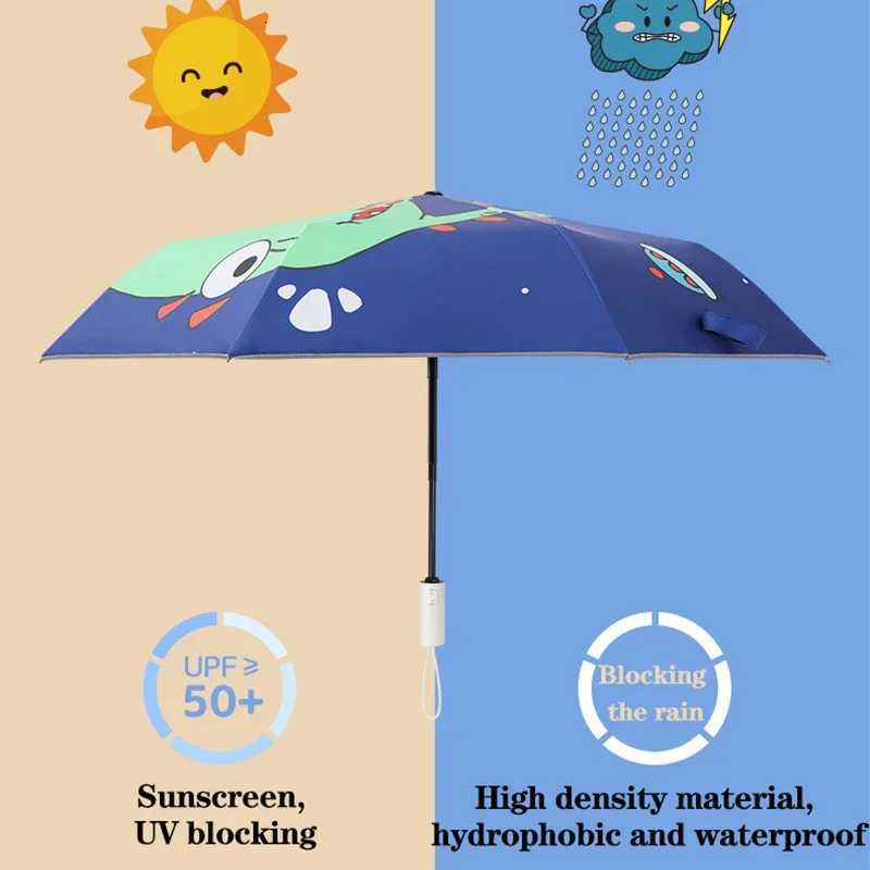 Automatic Umbrella Dinosaur Umbrella Sun Protection and Wind Edge Reflective Strip Non-Springback Design Travel Folding Umbrella R250724