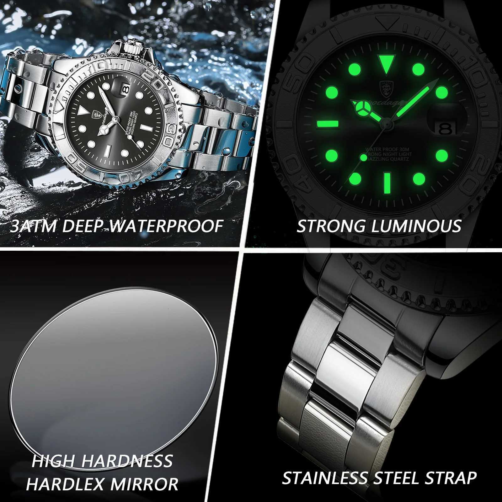 POEDAGAR Classic Trendy Mens Wristwatch Waterproof Luminous Date Mens Watch Stainless Steel Luxury Mens Quartz Watches + Gift Box W250724