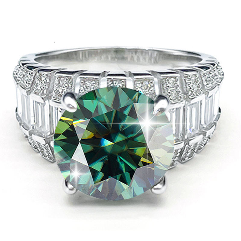 5 Ring S925 Sterling Silver Wedding Ring Green Ring Band 250724