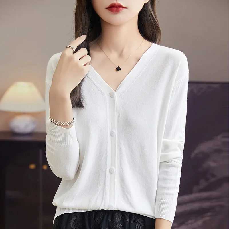 Casual Women Cardigans Spring Summer Loose V-neck Sweater High Stretch Single Breasted Cardigan Fashion Korean Knit Cardigan X250724