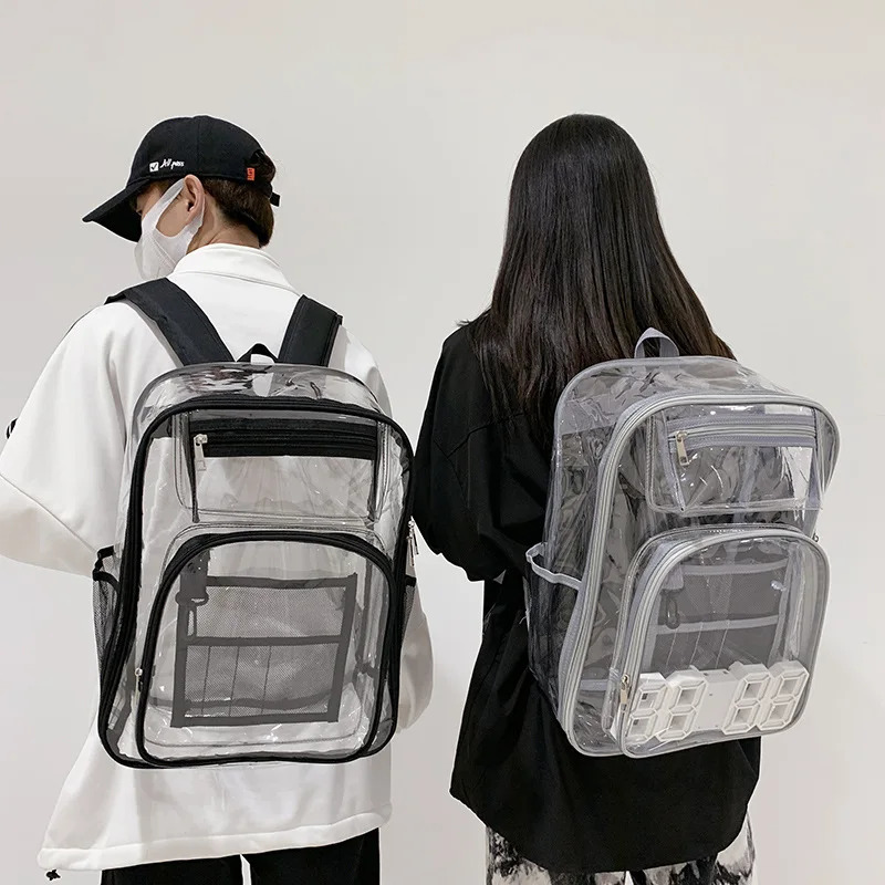 Transparent PVC Bapa Pure Color Double-oulder Bag Waterproof School Bag Large Capaci Book Bag Summer Faion 250723