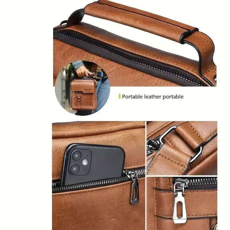 Practical Shoulder Bag for 9.7" ipad Men PU Leather Flaps Men's Crossbody Bags Business Flap Male Solid Messenger Travel