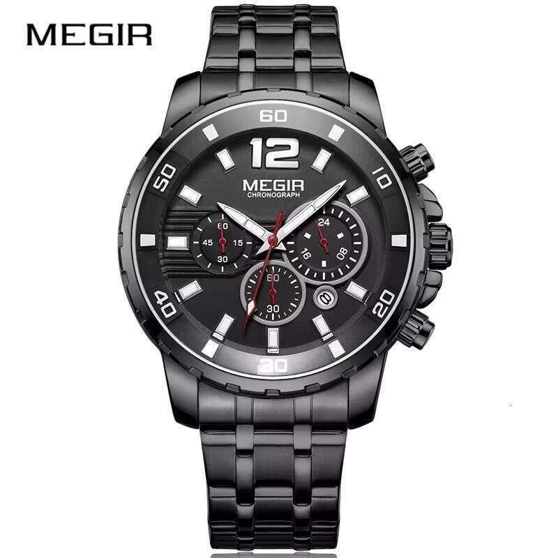 MEGIR Men's Luxury Gold Sports Watch - Chronograph, Waterproof, Luminous, Stainless Steel - Cross-Border Best Seller Watch