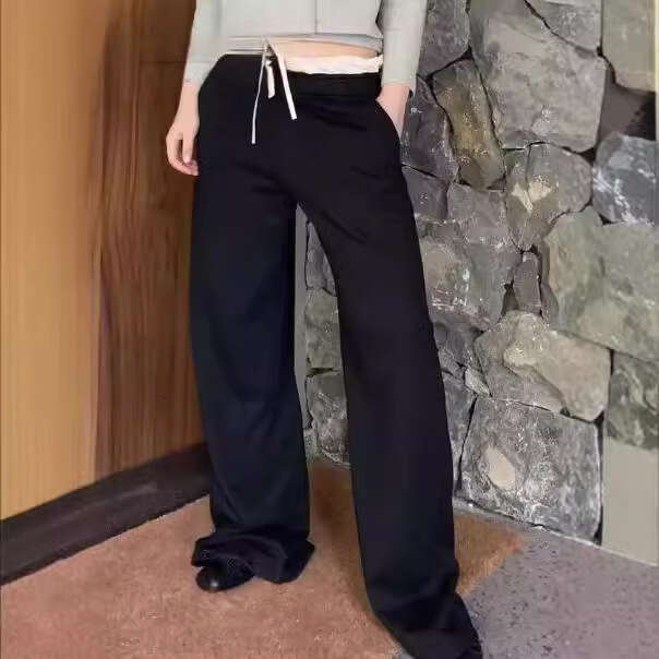 TRAFZA Style Women's French Niche Fashion Casual Wearable Wide-Leg Pants B5