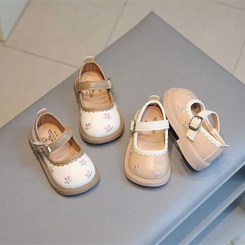 Spring Autumn Girls Soft Leather Shoes Embroidery Flower Princess Sweet Kids National Style Children Flat Mary Janes Dress Shoes XJ250724