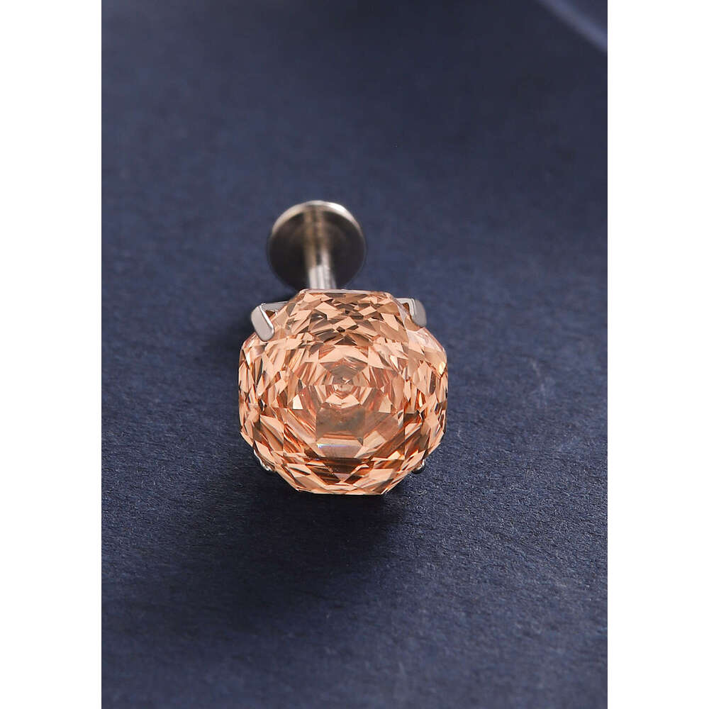 Octagonal Millennium Rose Cut Crystal Zircon Earrings for Women High-end Lip Body Piercing Jewelry Ear Bone Stud