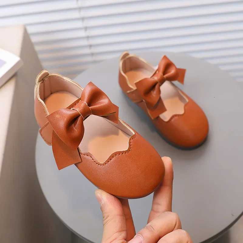 Girls Mary Jane Shoes Children Solid Color Bow Round-toe Bow 2024 New Kids Fashion Soft Moccasin Shoes Baby First Walker Shoes XJ250724