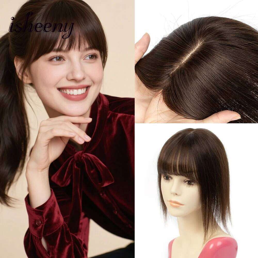 Dark Brown 20-35cm Natural Human Pieces 8x12cm Breathable Base Hair Topper Extensions For Women 10 colors Available