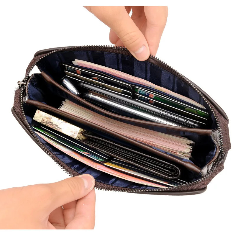 2025 Mens PU Leather Wallet Long Business Men Clutch Bags Anti-theft pas Fashion Zipper Man Purses Large Capacity Card Holder 250723
