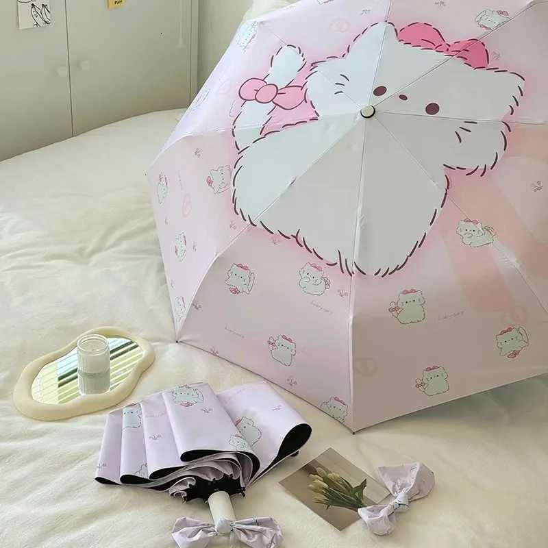 Cute Pink Kitten Folding Umbrella Sun Protection and UV Rain Dual-Purpose Sun Umbrella Student Portable Sunshade R250724