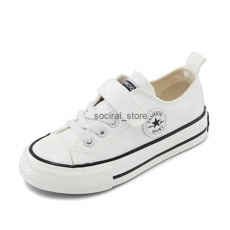 Boys and girls fashionable board shoes childrens student hook and loop sliding casual canvas shoes childrens soft soled non slip comfortable shoes W25