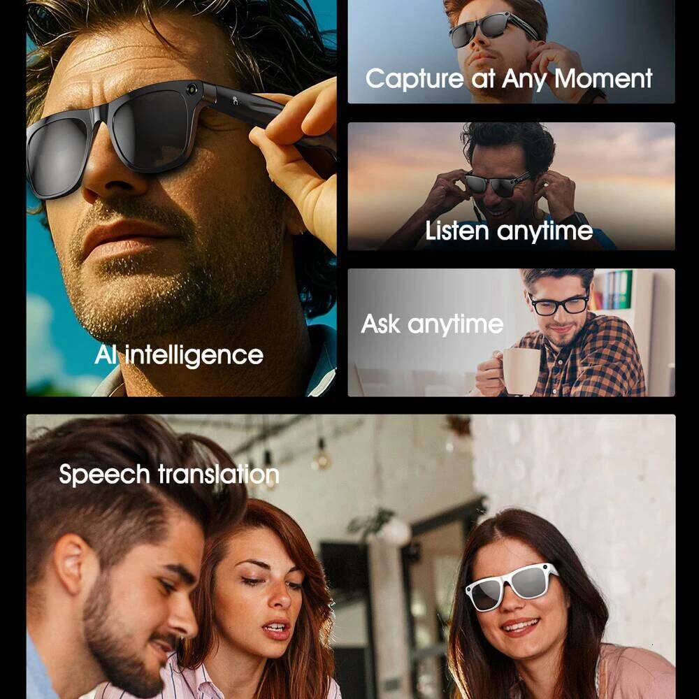 Meta Glasses AI Translate Smart Glasses HD Camera Take Photo Record Video Sunglasses Men Women Bluetooth Call Music Stereo Mic Touch Sports